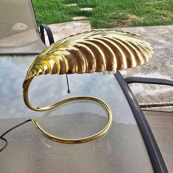 TOMASO BARBI Italian Brass Leaf  Table  Lamp. Mid Century Modern MCM - Picture 6 of 10